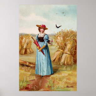 Poster La femme dans le champ de blé Imprimer