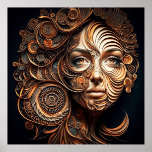 Poster La femme dans les spirales #1 Abstrait numérique