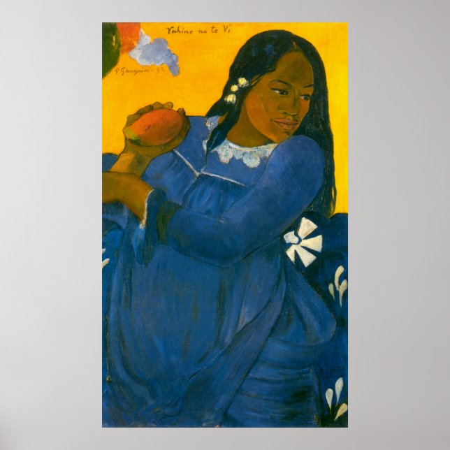 Poster La femme de Paul Gauguin avec un mangue (1892) (Devant)