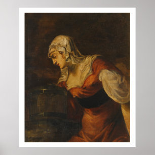 Poster La femme de Samaria au bien, c.1560 (huile sur c