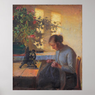 Poster La femme du pêcheur à coudre d'Anna Ancher