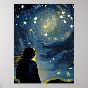Poster La femme regardant par l'étoile