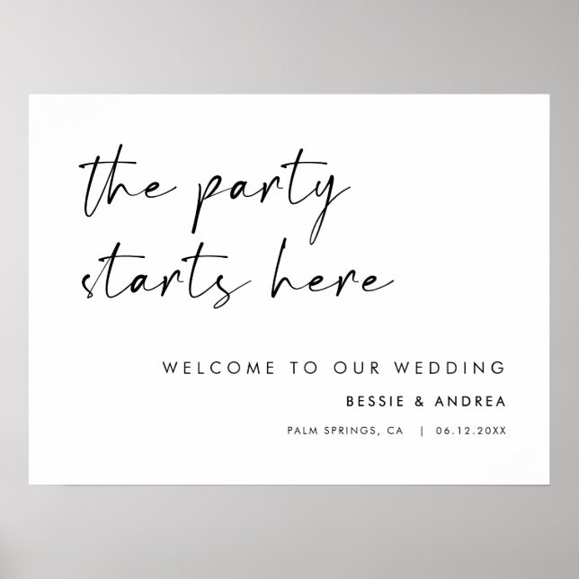 Poster La Fête Commence Ici Style Moderne Accueil Mariage (Devant)
