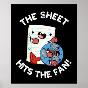 Poster La Feuille Touche Le Ventilateur Drôle Pun Phrase 