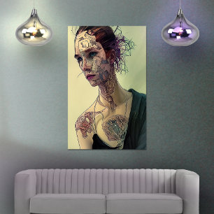 Poster La fille aux tatouages cybernétiques