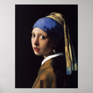 Poster La Fille Avec La Perle Écoutant