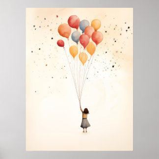 Poster La fille avec l'affiche des ballons