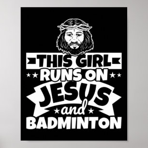 Poster La Fille Coule Sur Jésus Et Badminton