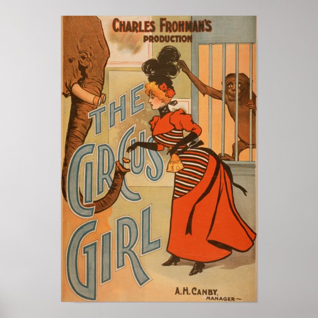 Poster La fille de cirque - Nourrir l'éléphant et le sing (Devant)
