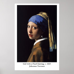 Poster La fille de Johannes Vermeer avec une oreille perl
