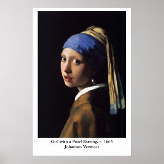 Poster La fille de Johannes Vermeer avec une oreille perl