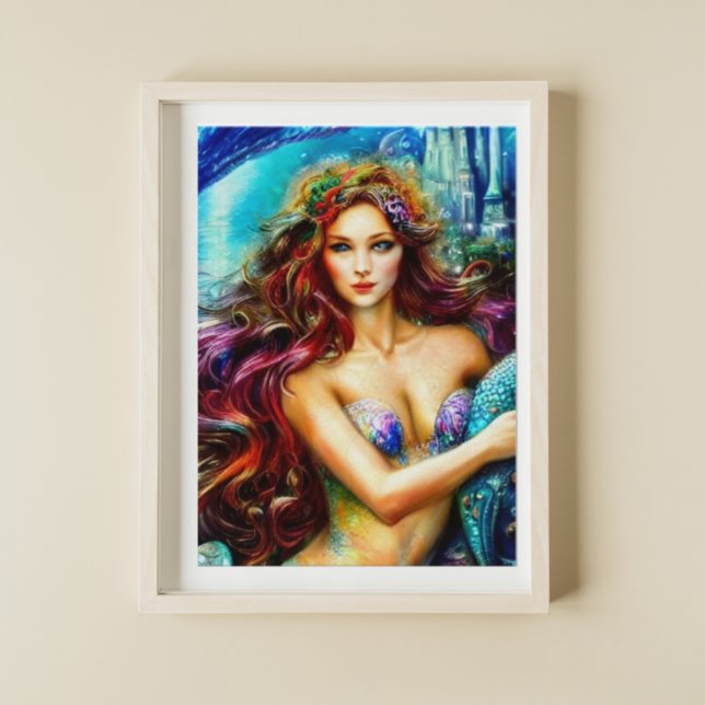 Poster La fille de Neptune Imaginaire Mermaid Art (Créateur téléchargé)