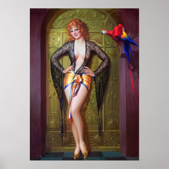 Poster La fille et le perroquet vers le haut (Devant)