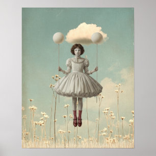 Poster La Fille et son Nuage   Art Surréaliste de Livre d