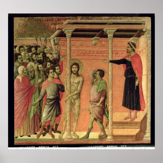 Poster La Flagellation, du retable Maesta (Devant)