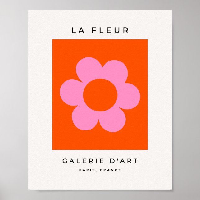 Poster La Fleur 01 Retro Floral Orange Pink Preppy Flower (Devant)