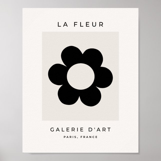 Poster La Fleur 03 Retro Floral Black And White Flower (Devant)