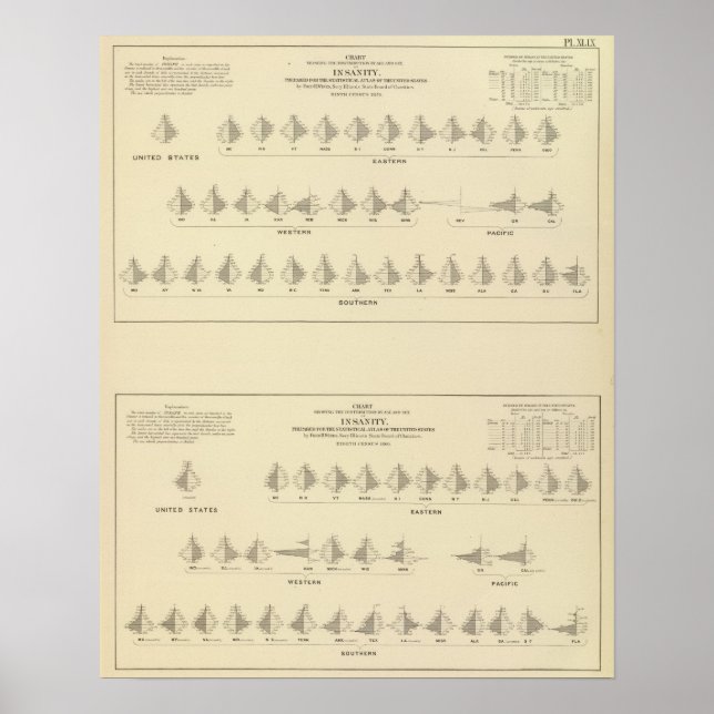 Poster La folie, statistique US Lithograph (Devant)
