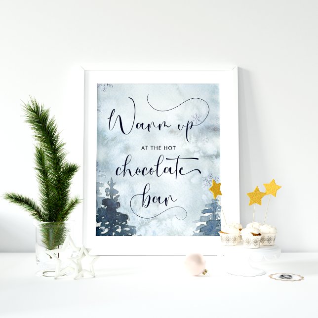 Poster La forêt d'hiver se réchauffe au chocolat chaud ba (Créateur téléchargé)