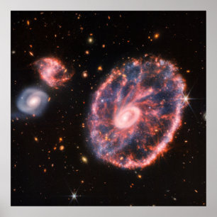 Poster La Galaxie Cartwheel Et Ses Galaxies Compagnons.