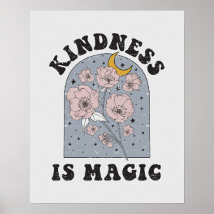 Poster La gentillesse est magique Fleurs Vintages