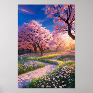 Poster La gloire du coucher du soleil dans un parc