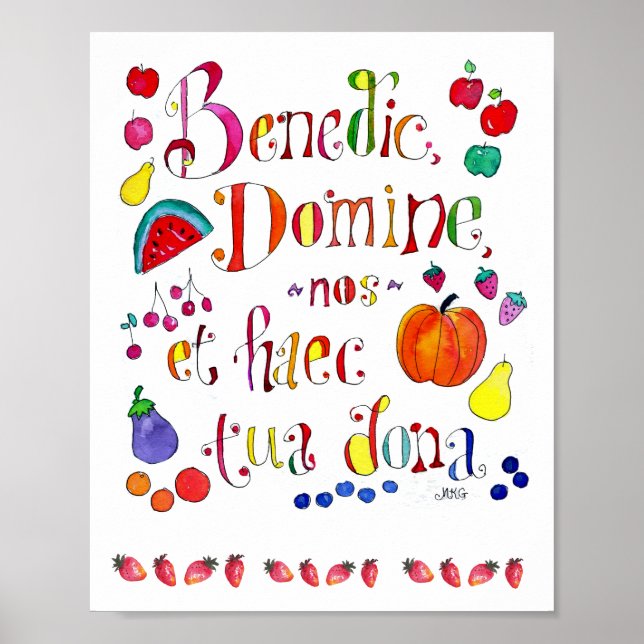 Poster La grâce catholique avant les repas Prière d'actio (Devant)