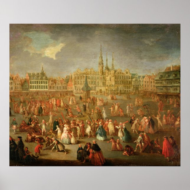 Poster La Grand-Place pendant Mardi Gras, Cambrai, 1765 (Devant)