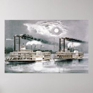 Poster La grande course de bateau à vapeur du
