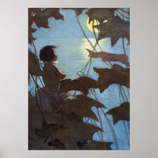 Poster La grande lune jaune par Jessie Willcox Smith (Devant)