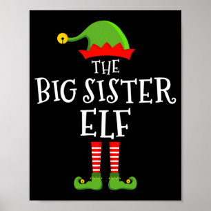 Poster La grande soeur elfe Noël drôle assorti à la famil
