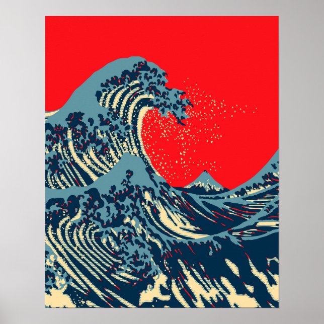 Poster La Grande vague Hokusai dans le style art de l'esp (Devant)