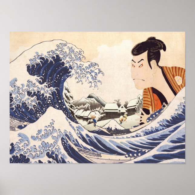Poster La Grande Vague Ukiyoe Collages (Devant)
