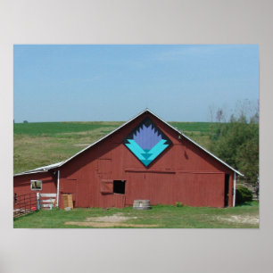 Poster La grange rouge avec la courtepointe