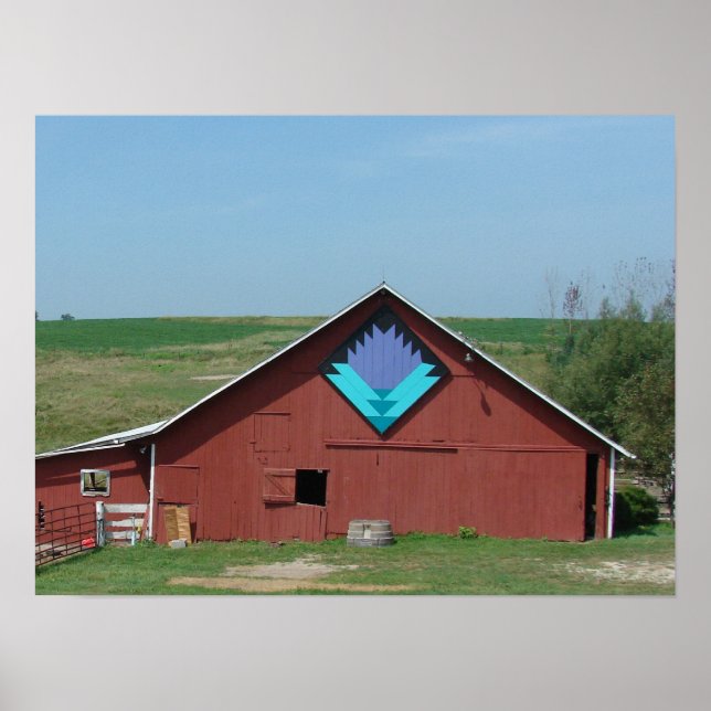 Poster La grange rouge avec la courtepointe (Devant)
