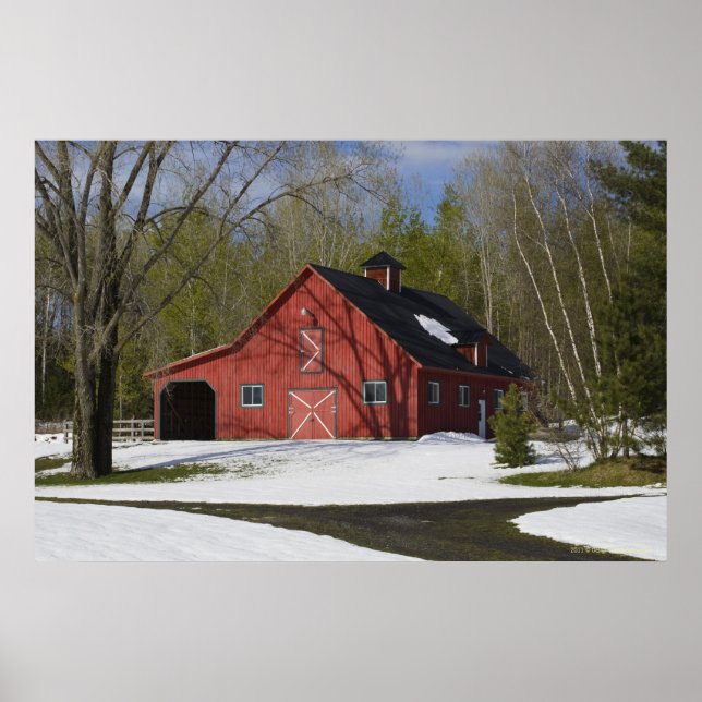 Poster La Grange Rouge En Hiver (Devant)