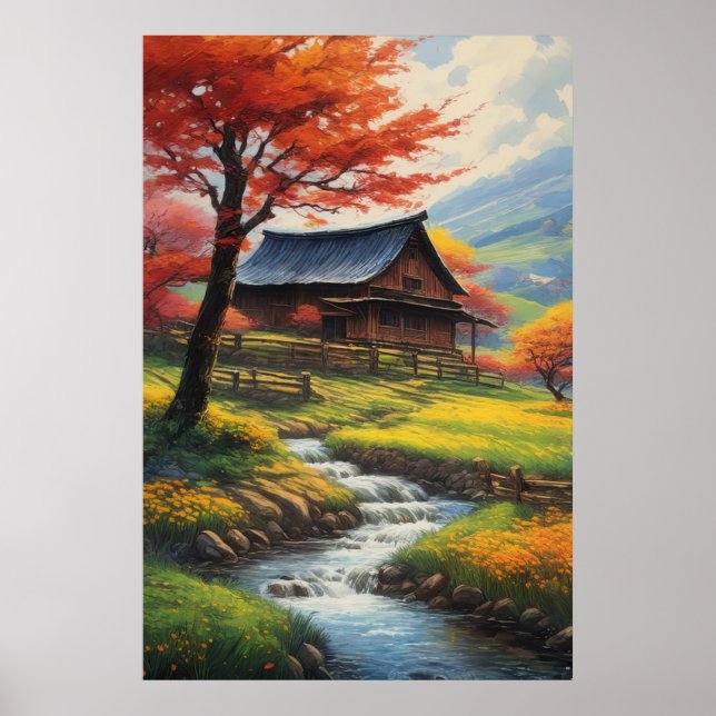 Poster La grange rustique et la mélodie du ruisseau (Devant)
