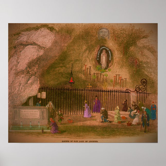 Poster La Grotte de notre Dame de Lourdes. Années 1800 (Devant)