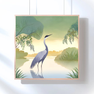 Poster La grue   Aquarelle Bel oiseau