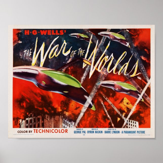 Poster LA GUERRE DU MONDE Retro SciFi Film HG Wells Vi (Devant)