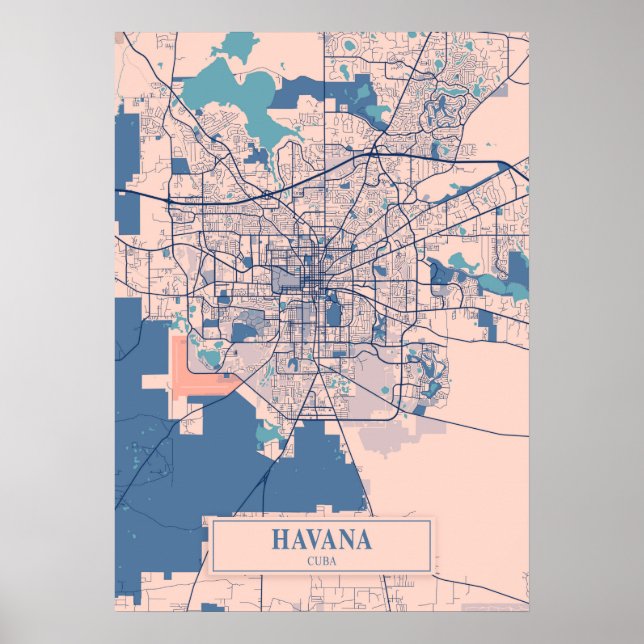 Poster La Havane - Cuba Breezy City Map (Devant)