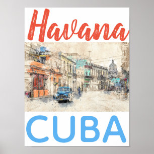 Poster La Havane Cuba voiture dans la rue