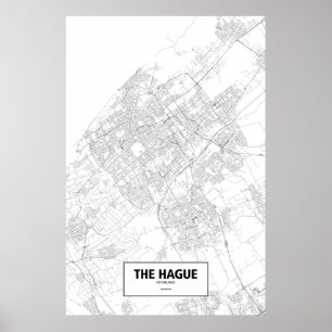 Poster La Haye, Pays-Bas (noir sur blanc)