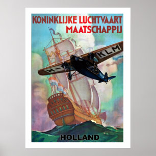 Poster La Hollande, le Néerlandais volant et le bateau de