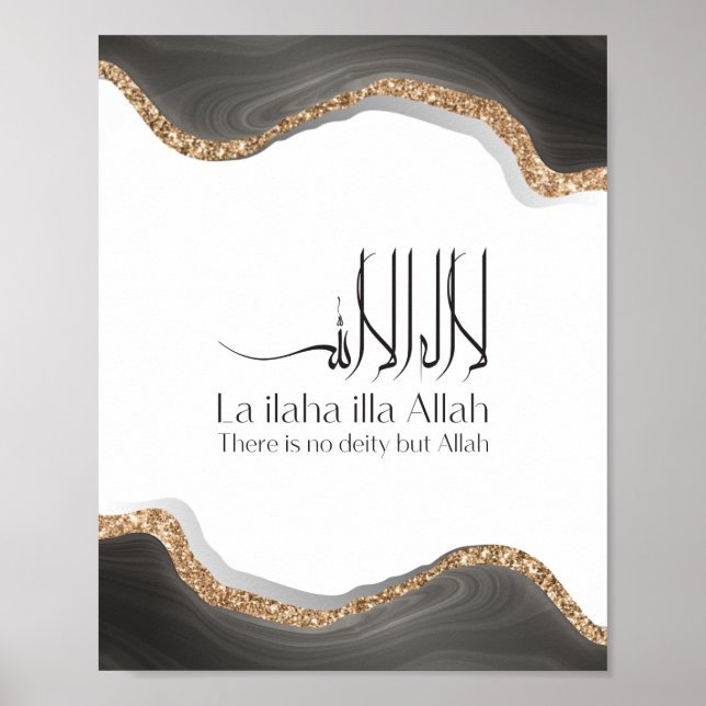 Poster La ilaha illa-ALLAH Shahada Calligra arabe moderne (Devant)