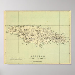 Poster La Jamaïque a lithographié la carte