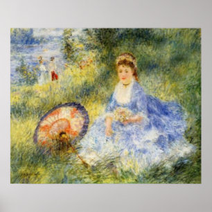 Poster La jeune femme de Renoir avec un parapluie japonai