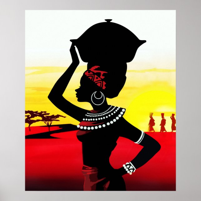 Poster La jeune fille africaine sur la savane (Devant)
