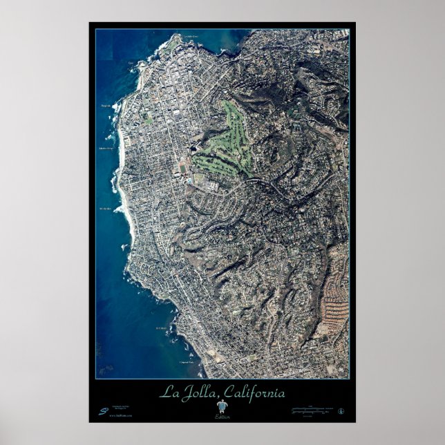 Poster La Jolla, Californie carte de l'affiche satellite (Devant)
