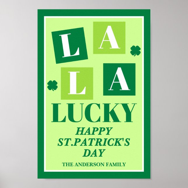 Poster La La Lucky St. Patrick’s Day Wall Art Print (Devant)